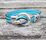 By the Bay Anchor Leather Bracelet  - Aqua